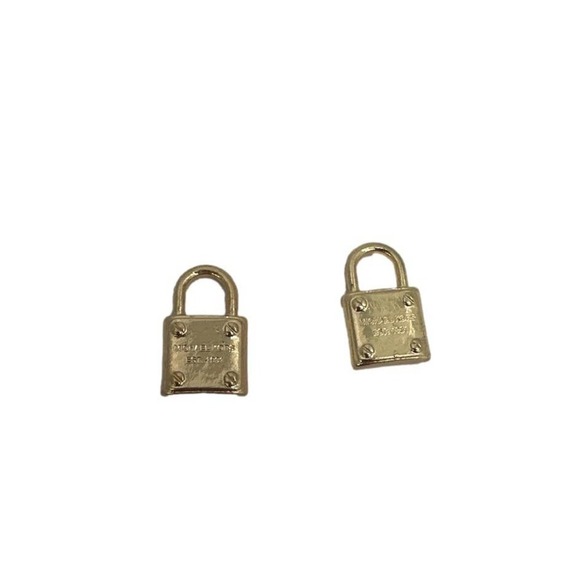 MICHAEL KORS Est 1981 (Rose & Gold) Gold-Tone Logo Padlock Stud Earrings - Picture 5 of 8